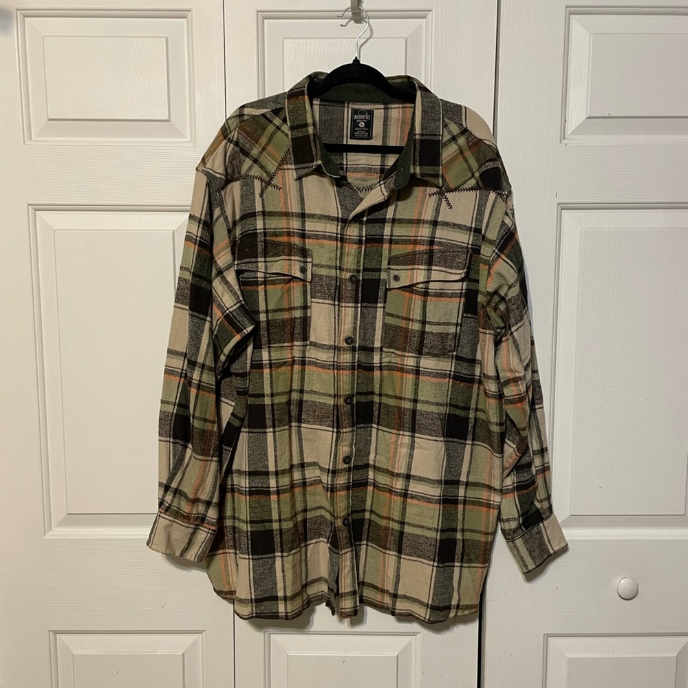 Red Head Men’s Heavy Plaid Flannel Shirt - Green and Beige 3XL